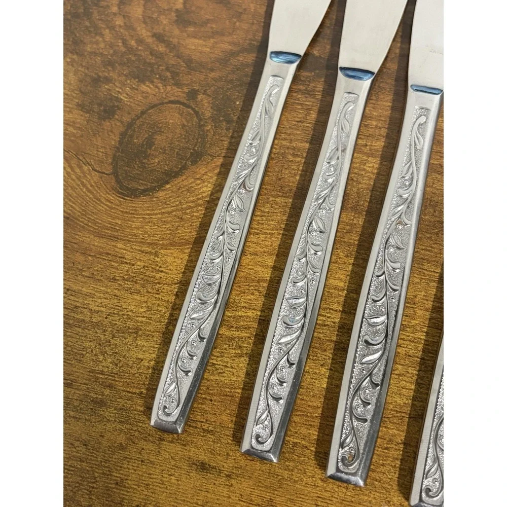 5 Dinner Knife Knives San Souci Stainless Utica Vine Scroll Glossy 108480 8 1/2